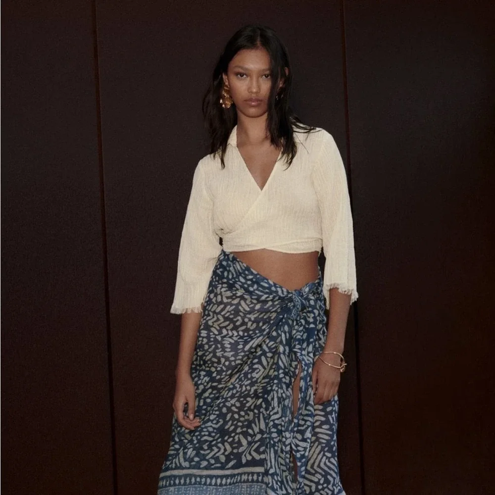 ZARA CROPPED WRAP TOP. Size S. BRAND NEW WITH TAG - Picture 1 of 10